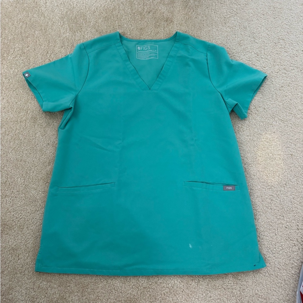 Figs Turquoise Scrub Top (Size: M)